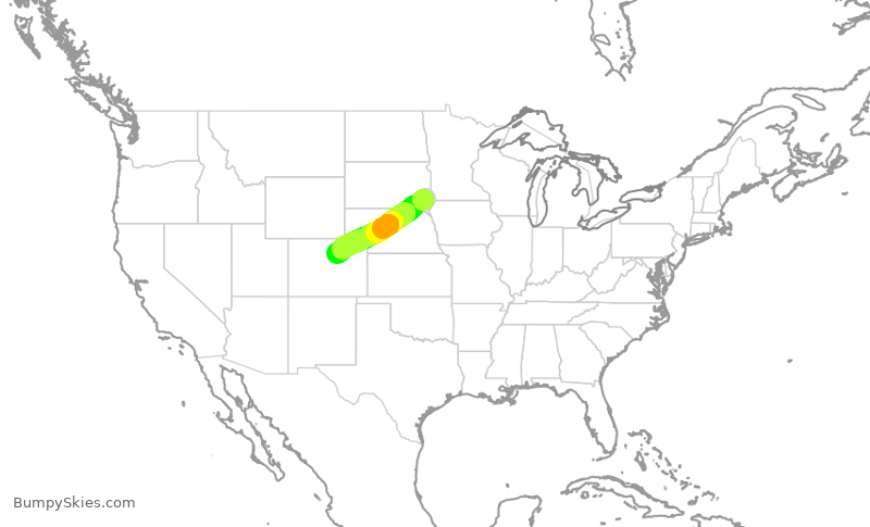 Turbulence forecast map for SKW5353, FSD to DEN