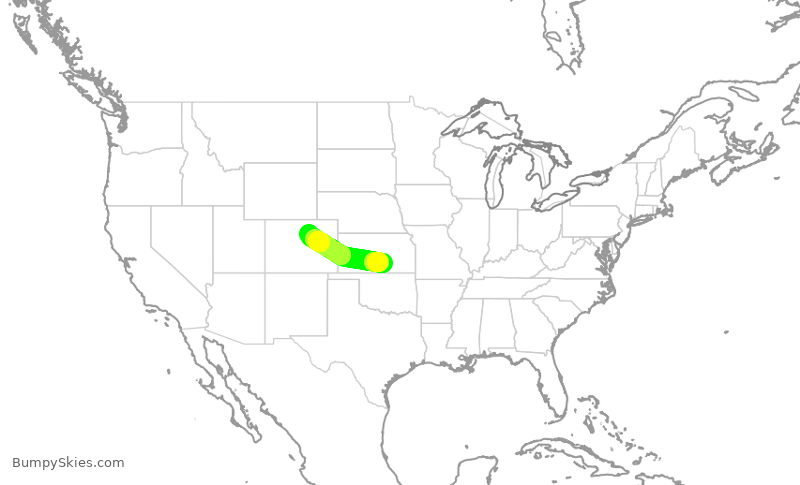 Turbulence forecast map for SKW5355, ICT to DEN