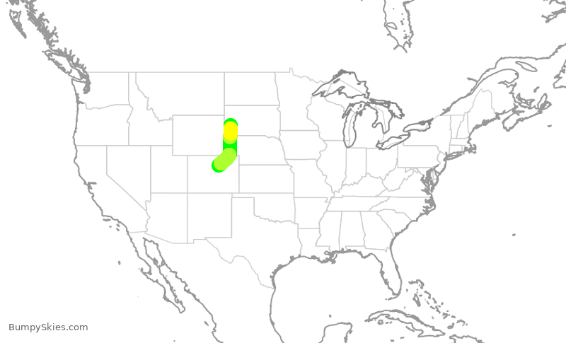 Turbulence forecast map for SKW5359, RAP to DEN