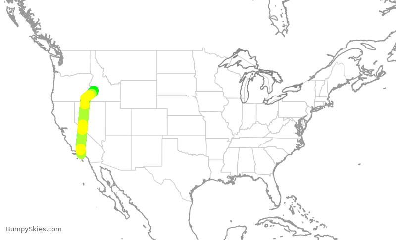 Turbulence forecast map for SKW5363, LAX to BOI