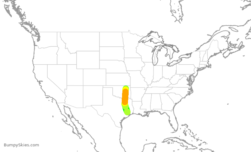 Turbulence forecast map for SKW5365, IAH to TUL