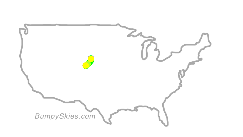 Map of continental US with illustrated flight path and turbulence forecast (described in text below)