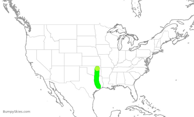 Turbulence forecast map for SKW5371, IAH to TUL