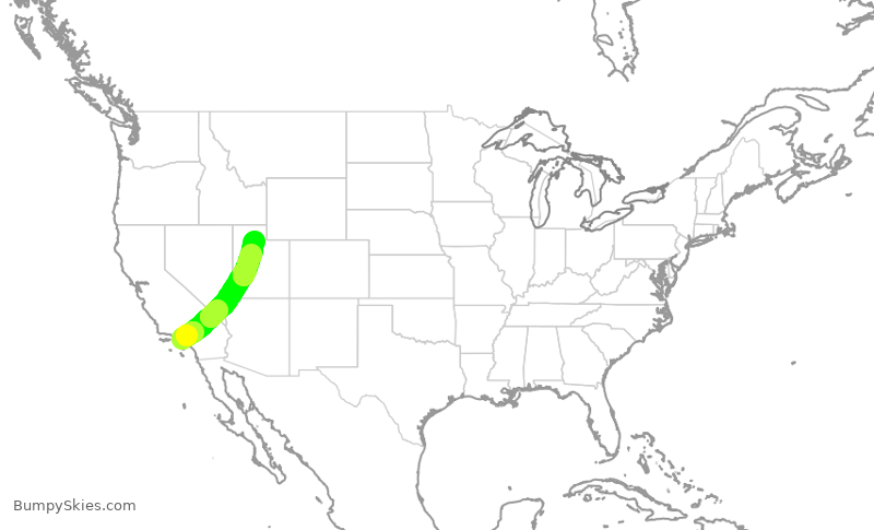 Turbulence forecast map for SKW5371, LAX to SLC