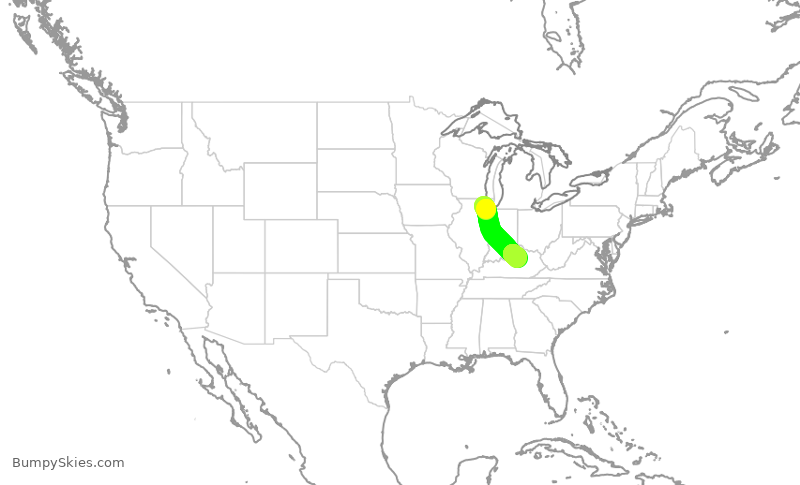 Turbulence forecast map for SKW5376, ORD to LEX