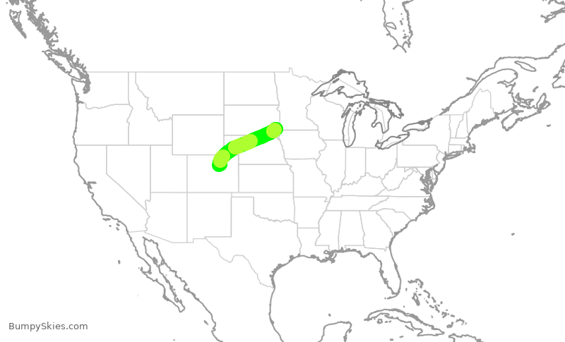 Turbulence forecast map for SKW5378, DEN to FSD