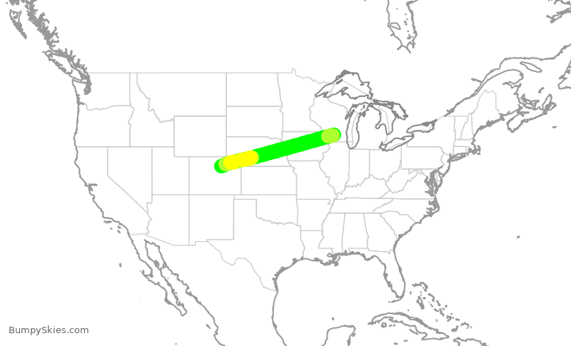 Turbulence forecast map for SKW5380, MSN to DEN