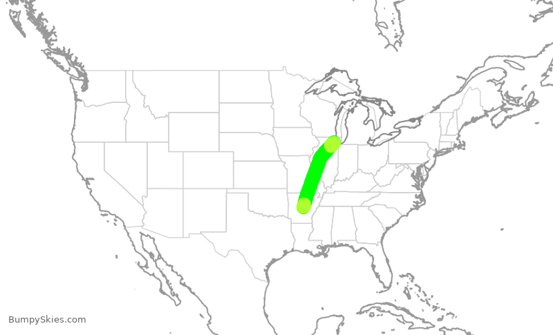 Turbulence forecast map for SKW5382, LIT to ORD