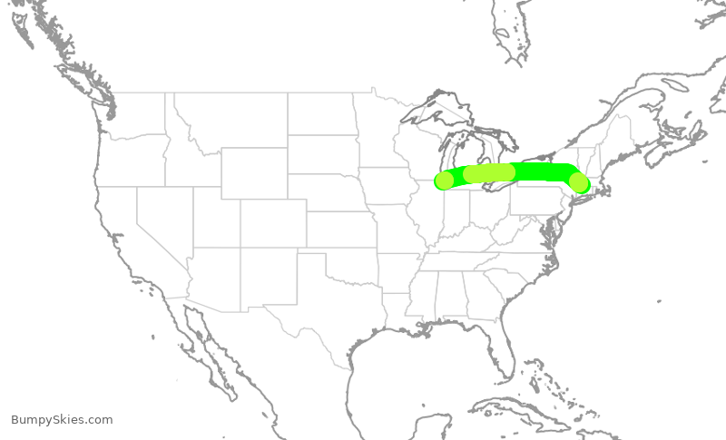 Turbulence forecast map for SKW5385, BDL to ORD