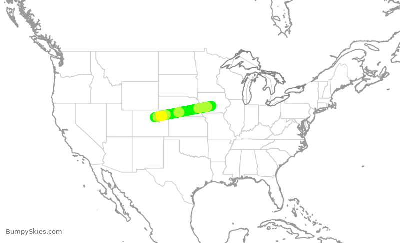 Turbulence forecast map for SKW5389, DEN to DSM