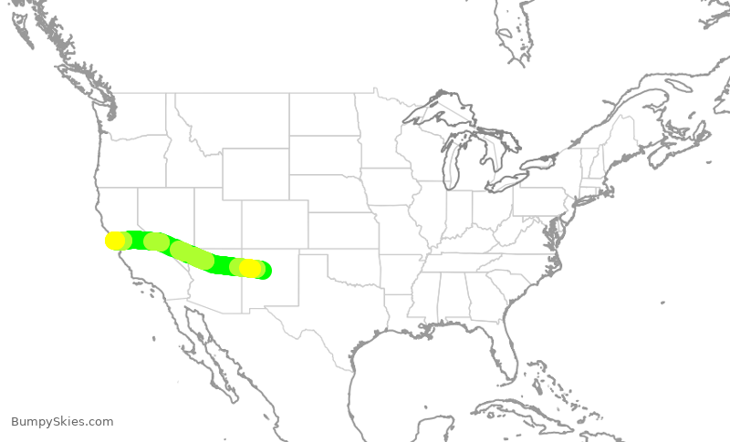 Turbulence forecast map for SKW5391, ABQ to SFO