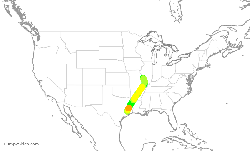 Turbulence forecast map for SKW5397, IAH to STL