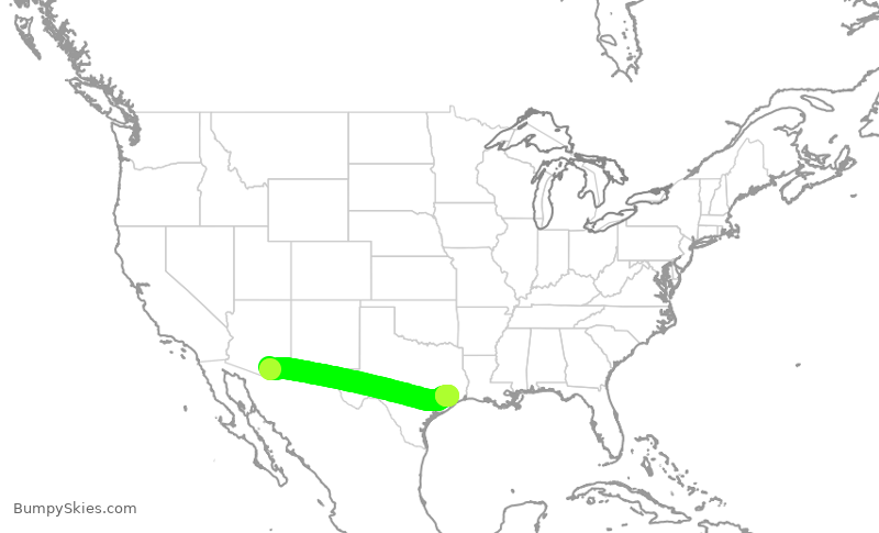 Turbulence forecast map for SKW5399, TUS to IAH