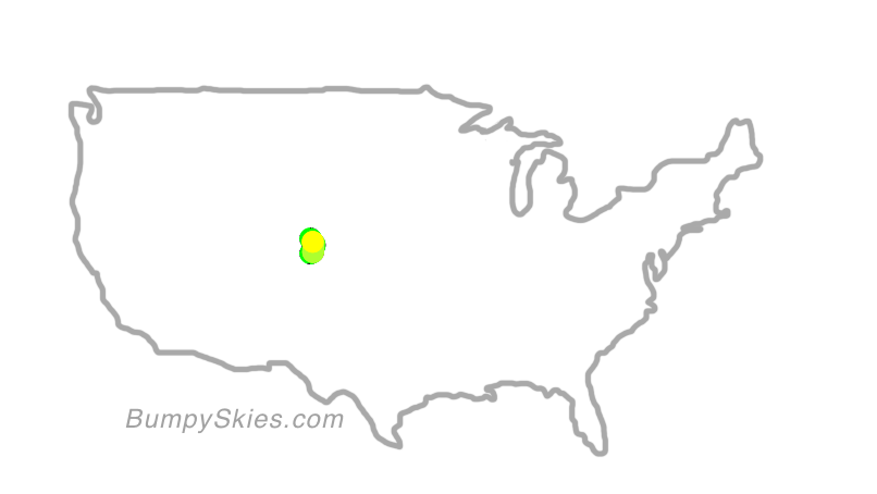 Map of continental US with illustrated flight path and turbulence forecast (described in text below)