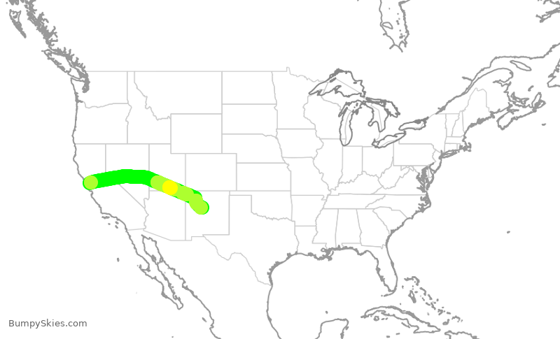 Turbulence forecast map for SKW5401, SFO to ABQ