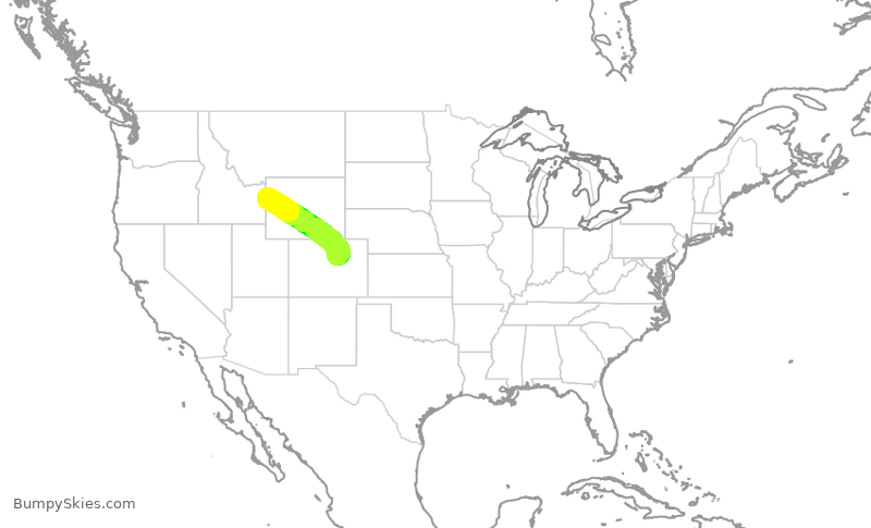 Turbulence forecast map for SKW5403, DEN to JAC