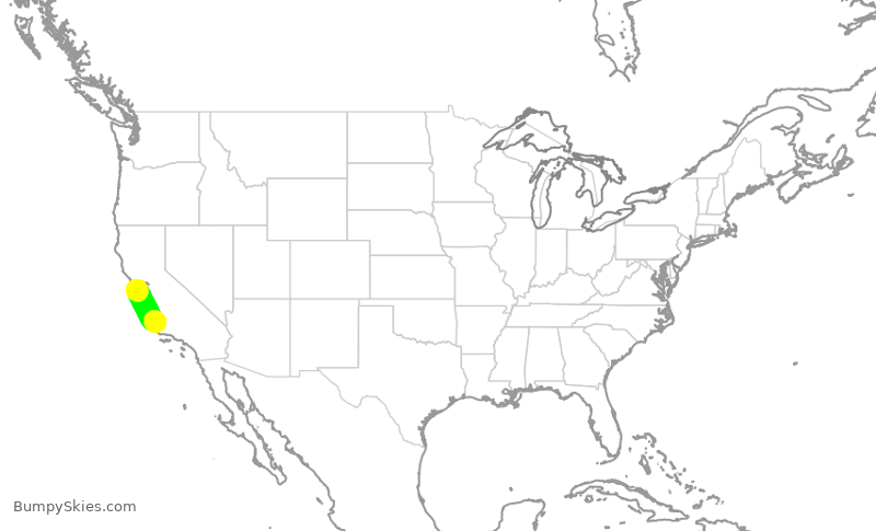 Turbulence forecast map for SKW5406, SFO to SBP