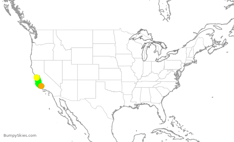 Turbulence forecast map for SKW5415, SBP to SFO