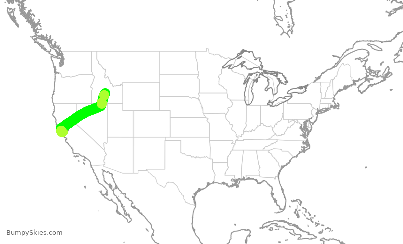 Turbulence forecast map for SKW5423, SUN to SFO