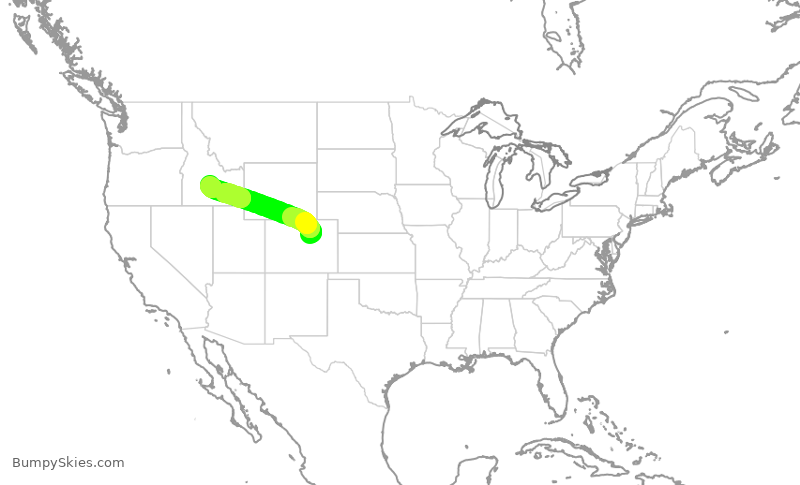Turbulence forecast map for SKW5429, DEN to SUN