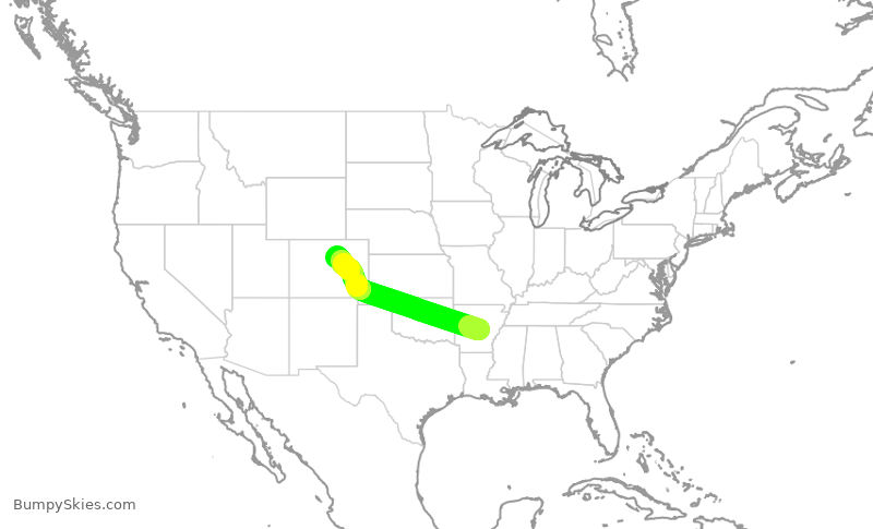 Turbulence forecast map for SKW5429, LIT to DEN