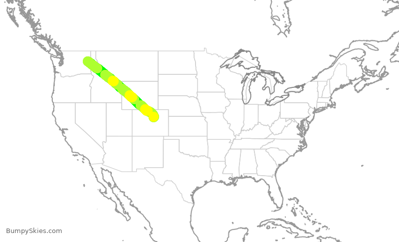 Turbulence forecast map for SKW5430, GEG to DEN
