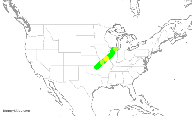 Turbulence forecast map for SKW5442, TUL to ORD