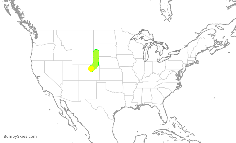 Turbulence forecast map for SKW5445, RAP to DEN