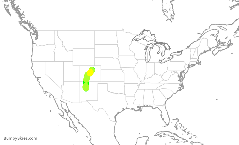 Turbulence forecast map for SKW5446, ABQ to DEN