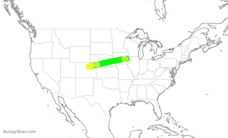 Turbulence forecast map for SKW5447, DEN to CID