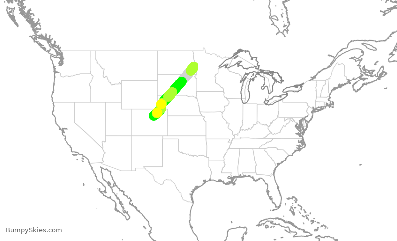 Turbulence forecast map for SKW5462, FAR to DEN