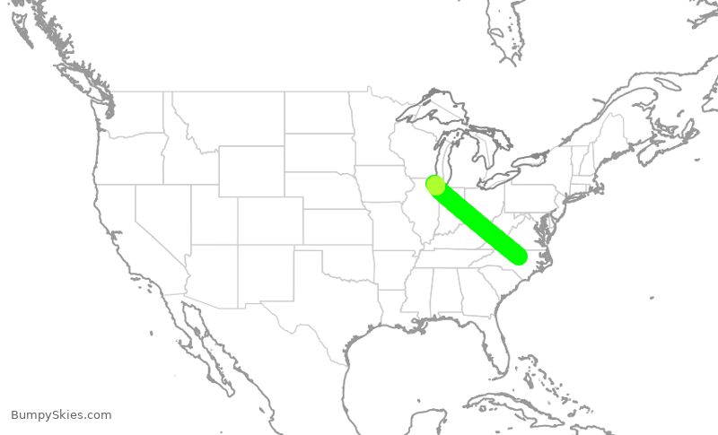 Turbulence forecast map for SKW5465, RDU to ORD