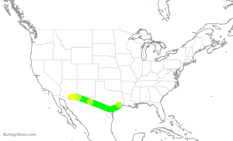 Turbulence forecast map for SKW5467, IAH to TUS