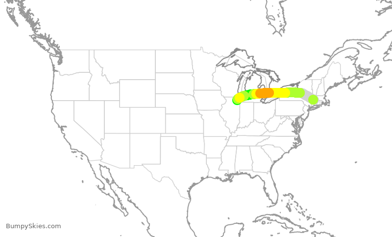 Turbulence forecast map for SKW5473, BDL to ORD