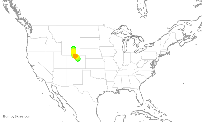 Turbulence forecast map for SKW5474, CPR to DEN
