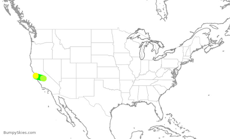 Turbulence forecast map for SKW5479, SFO to FAT