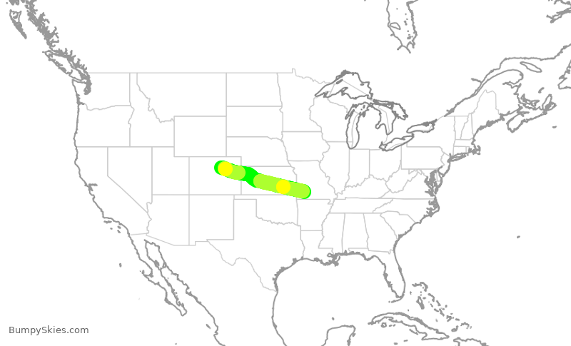Turbulence forecast map for SKW5481, DEN to SGF