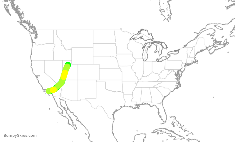 Turbulence forecast map for SKW5484, SLC to LAX