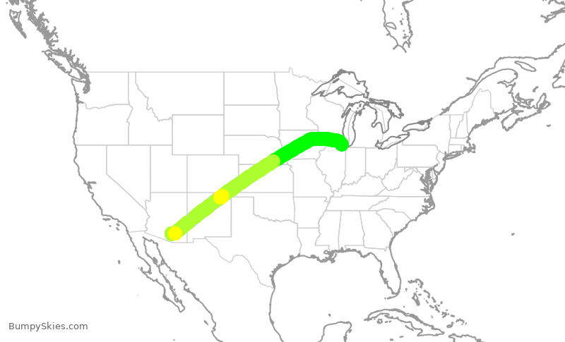 Turbulence forecast map for SKW5484, TUS to ORD