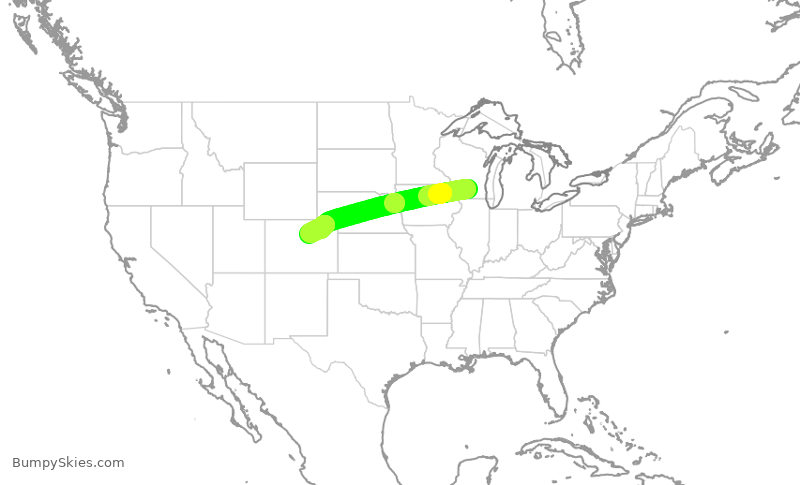 Turbulence forecast map for SKW5485, MSN to DEN