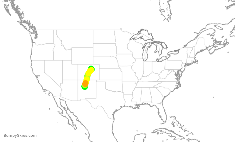 Turbulence forecast map for SKW5487, DEN to ABQ