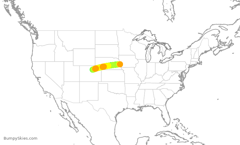 Turbulence forecast map for SKW5487, OMA to DEN
