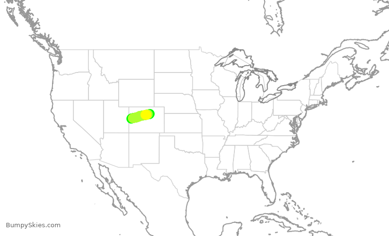 Turbulence forecast map for SKW5491, DEN to GJT