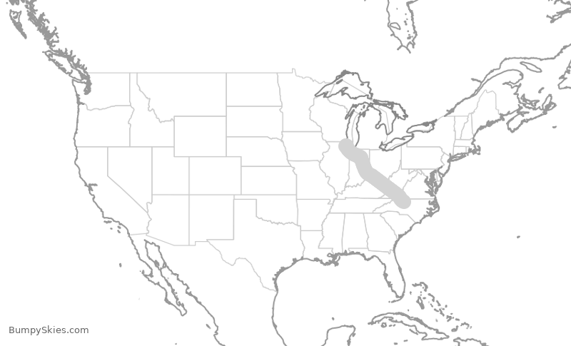 Turbulence forecast map for SKW5496, GSO to ORD
