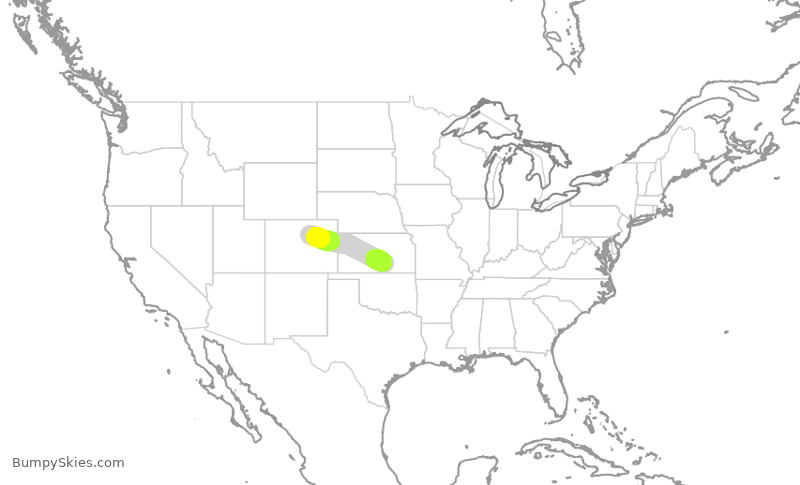 Turbulence forecast map for SKW5497, DEN to ICT