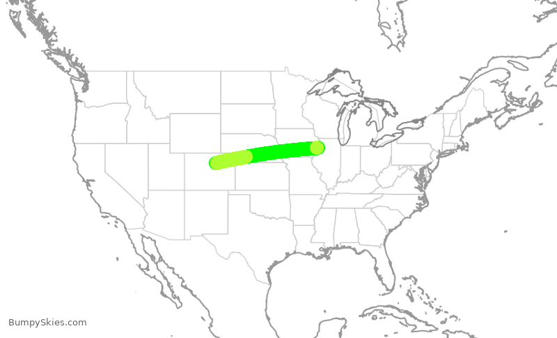 Turbulence forecast map for SKW5512, DEN to MLI