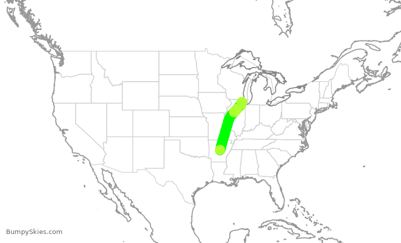 Turbulence forecast map for SKW5517, LIT to ORD