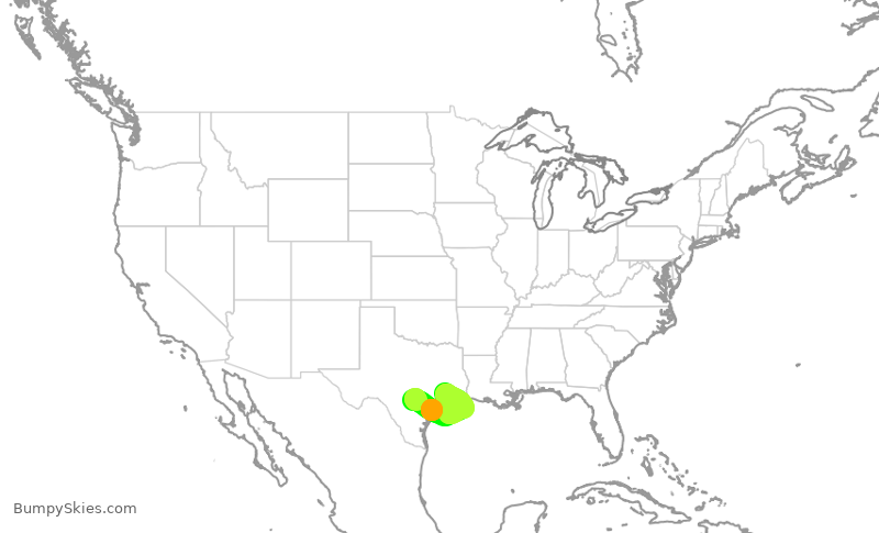 Turbulence forecast map for SKW5526, SAT to IAH