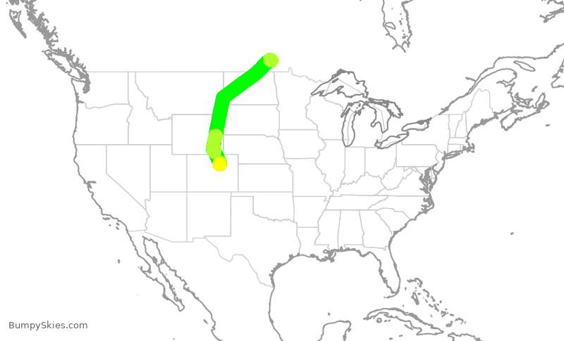 Turbulence forecast map for SKW5527, DEN to YWG