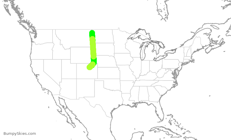 Turbulence forecast map for SKW5528, KXWA to DEN